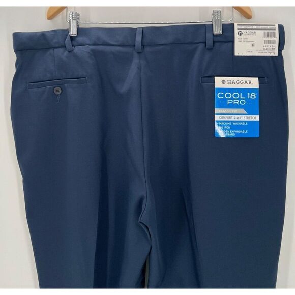 Haggar Cool 18 Pro Navy Gabardine Pants 44W x 26L Classic Fit - Picture 6 of 11
